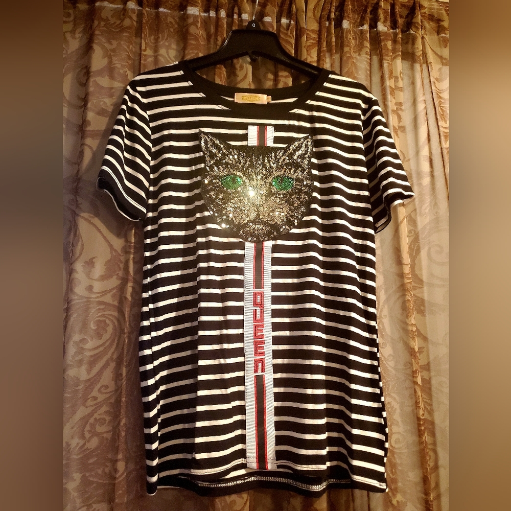 Sequin Cat T-shirt